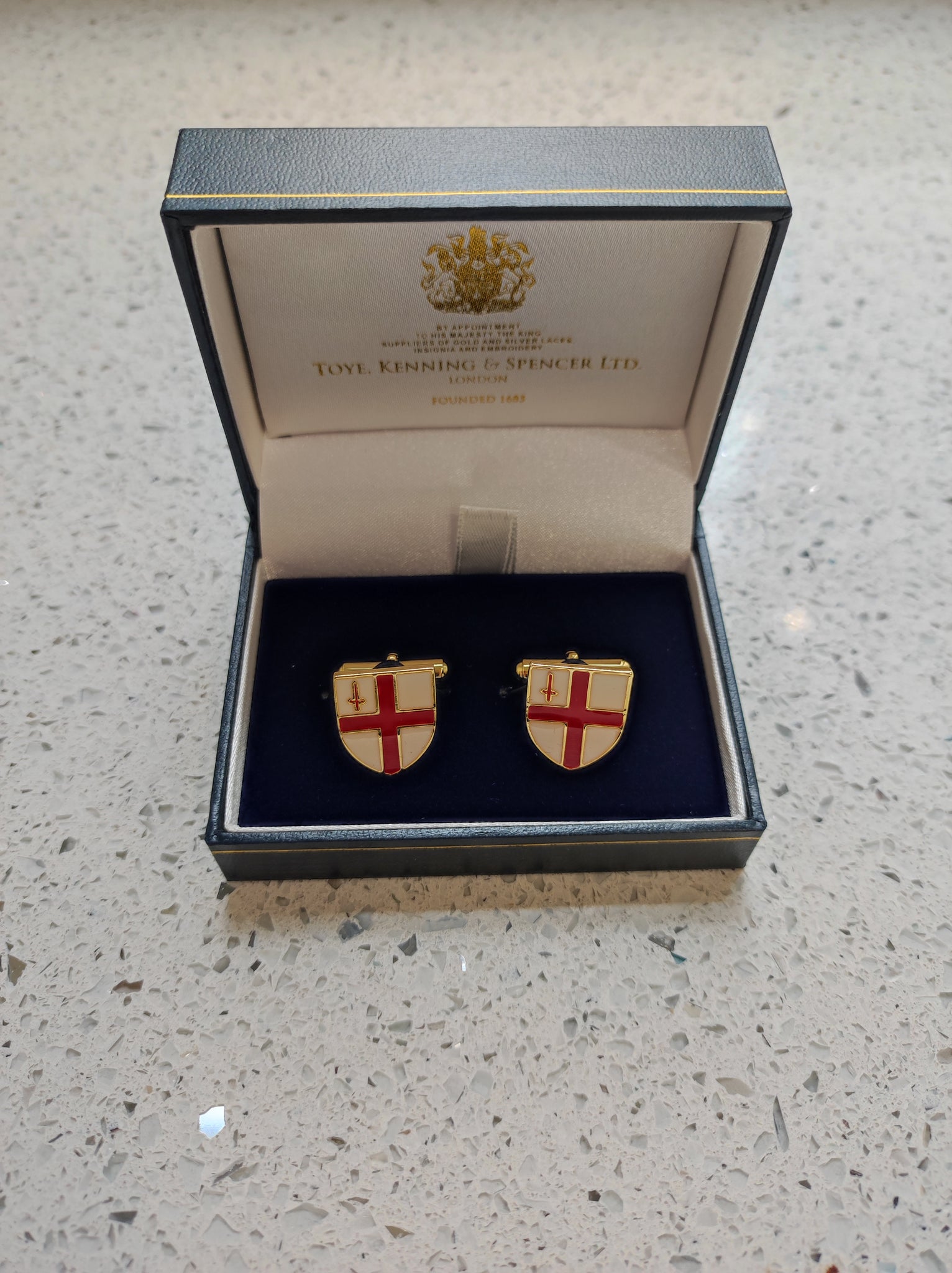 Silver gilt City of London shield cufflinks