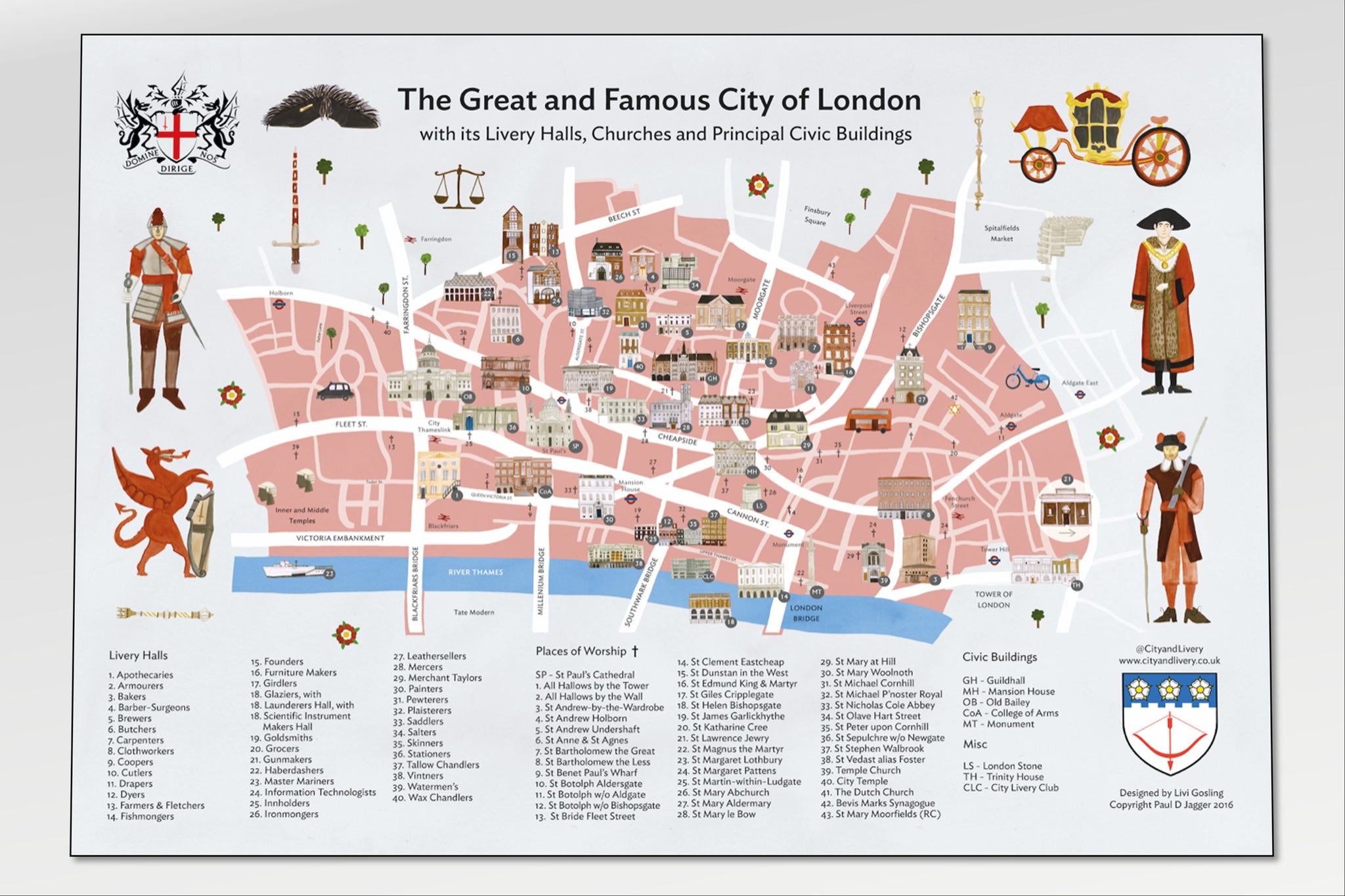 A2 poster - City of London Livery Halls, Principal Civic Buildings and Places of Worship