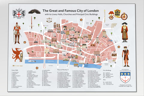 A2 poster - City of London Livery Halls, Principal Civic Buildings and Places of Worship
